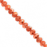 Top faceted beads 6x5mm disc Coral Orange-Pearl Shine Coating