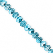 Top faceted beads 6x5mm disc Teal Blue-Pearl Shine Coating