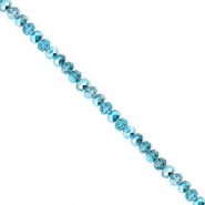 Top faceted beads 3x2mm disc Teal Blue-Pearl Shine Coating