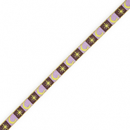 BY31® Ribbon tekst moon and star Dark Brown-Lavender Purple-Lime Yellow-Gold