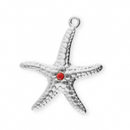 Stainless steel charms starfish Silver-Red