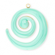 Stainless steel charms spiral Gold-Mint Green Marble