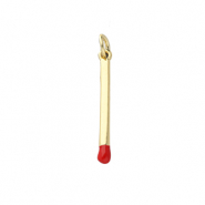 Brass TQ metal charms matchstick Gold-Red