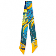 Bandana scarf with flower Teal Green-Orange-Blue