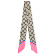 Bandana scarf with "G" pattern Pink-Greige-Dark Brown