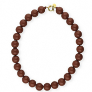 BY31&reg; 16mm acryl bead necklaces shiny Cappuccino brown 19-1220 TCX-Gold