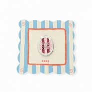 BY31® Eco-brass metal charms with enamel oval Ciao bella"" Silver-Light Pink-Red