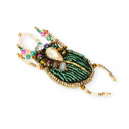 Brooches beetle Gold-Green-Transparant-Pink