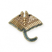 Brooches ray Gold-Transparent Teal Blue-Black