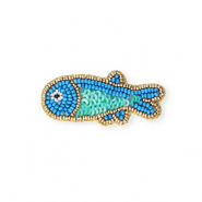 Brooches fish Gold-Blue-Turquoise