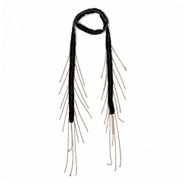 Organza choker with glass beads Black-Gold