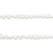 TQ Freshwater pearls diagonal threading hole rice Natural White