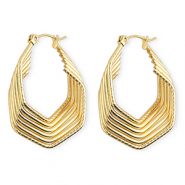 Stainless steel earrings / creoles hexagon Gold
