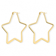 Stainless steel earrings / creoles star Gold