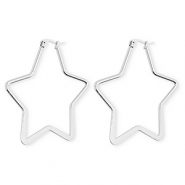Stainless steel earrings / creoles star Silver