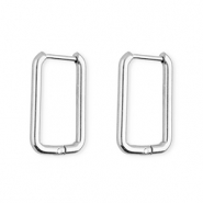 Stainless steel earrings / creoles rectangle Silver