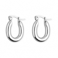 Stainless steel earrings / creoles oval Silver