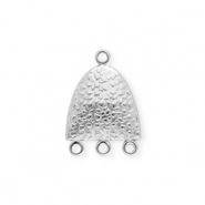 BY31® Stainless steel findings connector semi-oval with 4 loops Silver