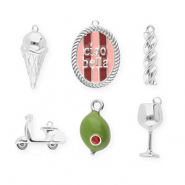 BY31® Eco-brass metal charms assorted value pack (6 pcs) Silver-Olive Green-Light Pink-Red