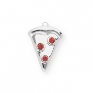 BY31® Eco-brass metal charms pizza slice Silver-Red