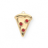 BY31® Eco-brass metal charms pizza slice Gold-Red