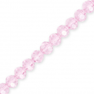 Round top faceted beads 8 mm Light Pink