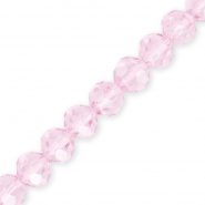 Round top faceted beads 10 mm Light Pink