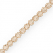 Round top faceted beads 6 mm Latte Beige