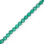 Round top faceted beads 6 mm Teal Green