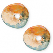 DQ greek ceramic beads donut Light Green-Orange