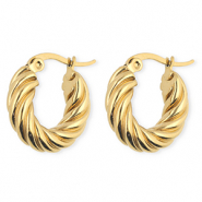 BY31® Stainless steel earrings / creoles twisted Gold