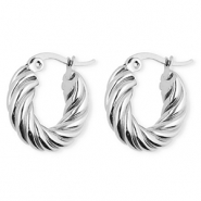BY31® Stainless steel earrings / creoles twisted Silver