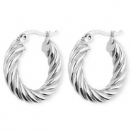 BY31® Stainless steel earrings / creoles twisted Silver