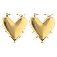BY31® Stainless Steel findings earrings / creoles heart with 5 loops Gold