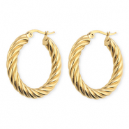 BY31® Stainless steel earrings / creoles twisted Gold