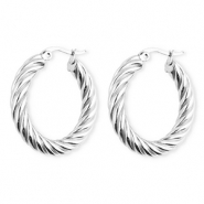 BY31® Stainless steel earrings / creoles twisted Silver