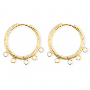 BY31® Stainless Steel findings earrings / creoles twisted with 5 loops Gold
