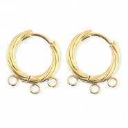 BY31® Stainless Steel findings earrings / creoles twisted with 3 loops Gold