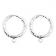 BY31® Stainless Steel findings earrings / creoles twisted with loop Silver
