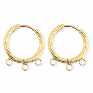 BY31® Stainless Steel findings earrings / creoles twisted with 3 loops Gold