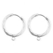 BY31® Stainless Steel findings earrings / creoles twisted with loop Silver