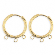BY31® Stainless Steel findings earrings / creoles twisted with 3 loops Gold
