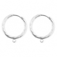 BY31® Stainless Steel findings earrings / creoles twisted with loop Silver