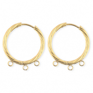 BY31® Stainless Steel findings earrings / creoles twisted with 3 loops Gold