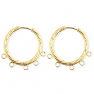 BY31® Stainless Steel findings earrings / creoles twisted with 5 loops Gold