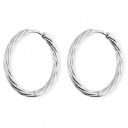 BY31® Stainless steel earrings / creoles twisted Silver