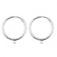 BY31® Stainless Steel findings earrings / creoles twisted with loop Silver