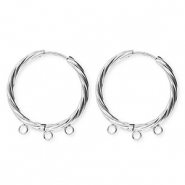 BY31® Stainless Steel findings earrings / creoles twisted with 3 loops Silver