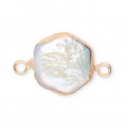 Imperfect freshwater pearls connector hexagon Gold-Natural White