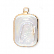 Imperfect freshwater pearls charm rectangle Gold-Natural White